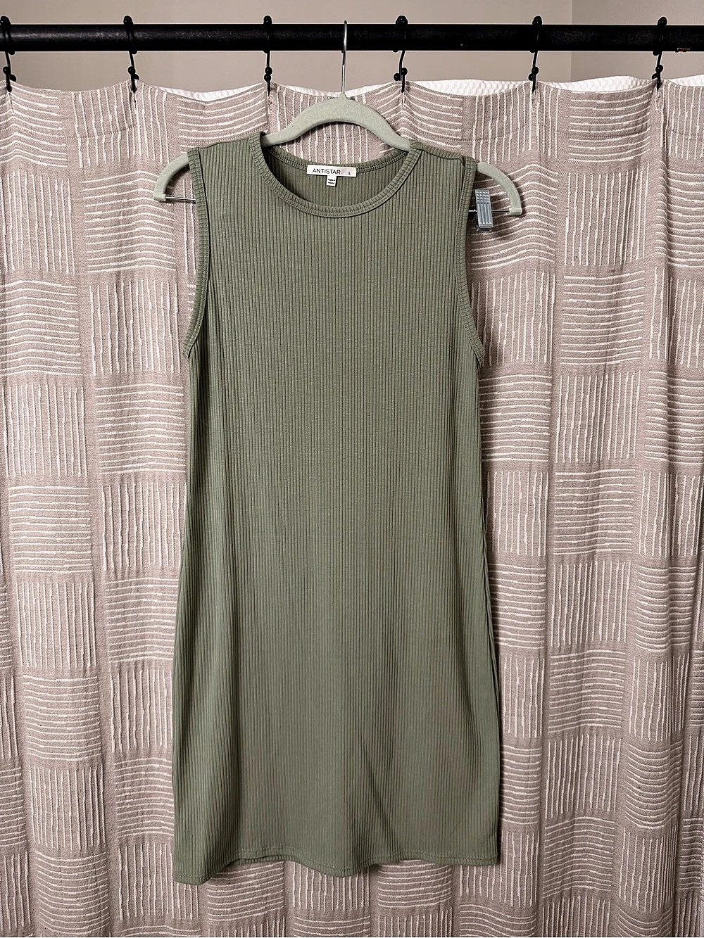 ANTISTAR Ribbed Sleeveless Mini Dress in Green Size Large Like New